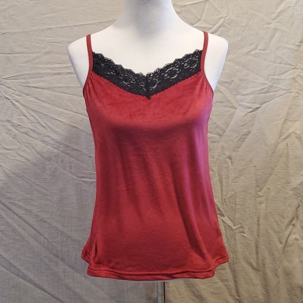 Miss Ganna Velveteen Tank w/Black Lace SZ LG